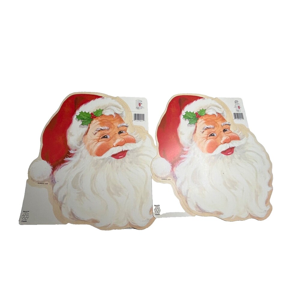 Vintage Eureka Diecut Santa Claus face hat Christmas Wall Decor Die Cut Old (2)